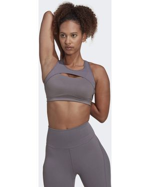 adidas Originals Coreflow Studio Medium-Support Yoga Wind Bra - Grey