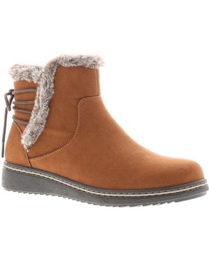 Wynsors Ankle Boots Fuax Fur Trim Mollie Zip Fastening - Brown