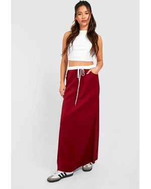 Boohoo Waistband Detail Maxi Skirt - Red
