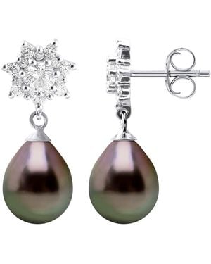 Ateliers Saint Germain Earrings Real Cultured Tahiti Pearls Pear 8-9 Mm - Brown