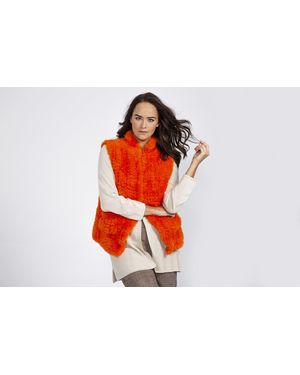 Jayley Hand Knitted Faux Fur Gilet - Red