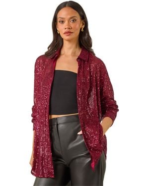D.u.s.k Sequin Button Through Blouse - Red