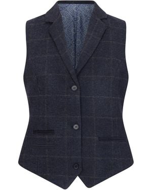 TruClothing Tailored Fit Tweed Formal Waistcoat Wool - Blue