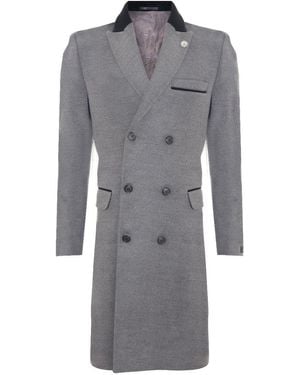 TruClothing 3/4 Long Double Breasted Crombie Overcoat Wool Coat Peaky Blinders - Black