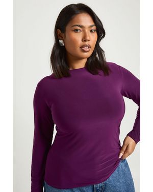 Boohoo Plus Double Layer Slinky Long Sleeve T-Shirt - Purple