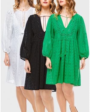 Elle Jane Embroidery Anglaise Beach Dress Multi Pack - Green