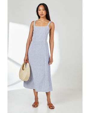 PRINCIPLES Stripe Square Neck Cami Midaxi Dress Cotton - White