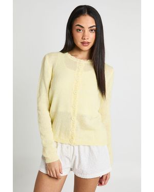 Boohoo Soft Knit Button Through Cardigan - Yellow
