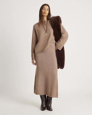 River Island Midi Skirt Knitted - Natural