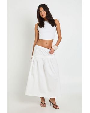Boohoo Poplin Insert Midaxi Skirt - White