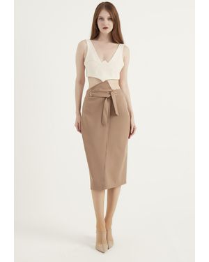 Herita Tie-taillerok Met Splitdetail - Naturel