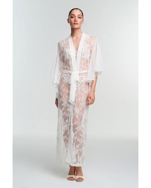 Penti Broken Fiora Lace Short Sleeve Robe - White