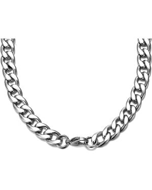 The Jewellery Stockroom Stainless Steel Flat Curb Chain Necklace - Metallic