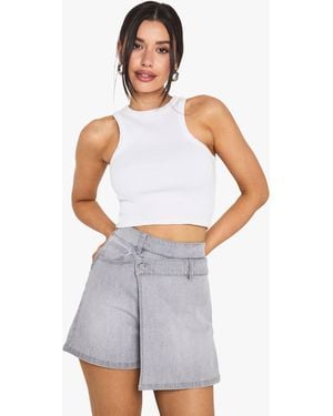 Boohoo Tall Denim Skort - White
