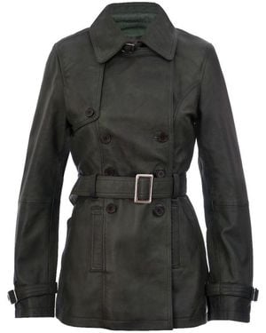 Infinity Leather Mid Length Trench Coat -Oakham - Black