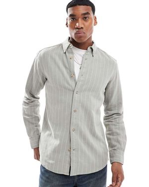 Only & Sons Long Sleeve Shirt With Stripe - Grey
