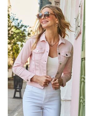 Sosandar Soft Denim Jacket - Pink