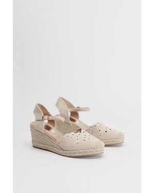 Oasis Britany Cut Out Detail Faux Suede 2 Part Espadrille Wedges - Natural