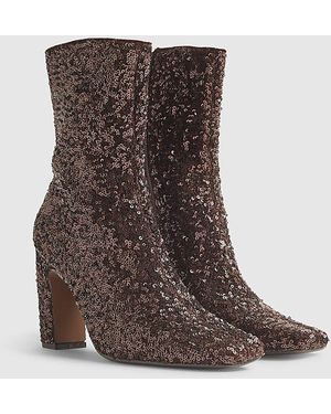 River Island Sock Boots Sequin Textile - Brown