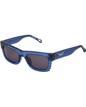 Zadig & Voltaire Rechthoekige Zonnebril Szv303 Dames - Blauw