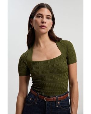 Karen Millen Pointelle Stitch Detail Knit Top - Green