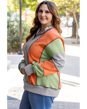 Azura Exchange Lichtgrijs Kleurblok Stiksels Detail Half Rits Sweatshirt