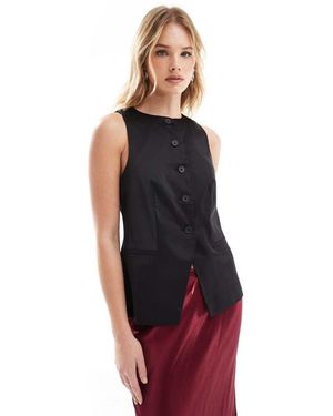 ASOS Satin High Neck Waistcoat - Black