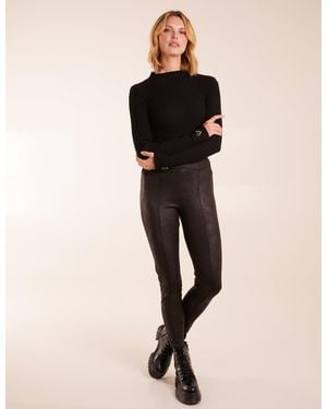 Blue Vanilla Seam Detail Leather Look Leggings - Natural