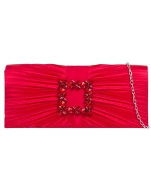 SVNX Pleated Clutch With Crystal Embellishment - Red