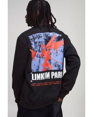 BoohooMAN Regular Linkin Park License Print Sweatshirt - Black
