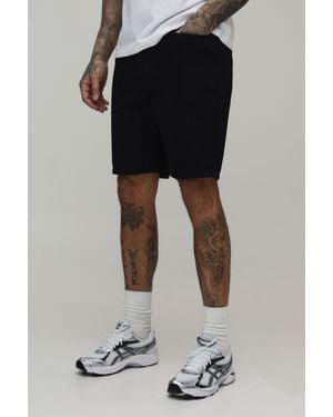 BoohooMAN Tall Essential Slim Fit Denim Shorts - Black