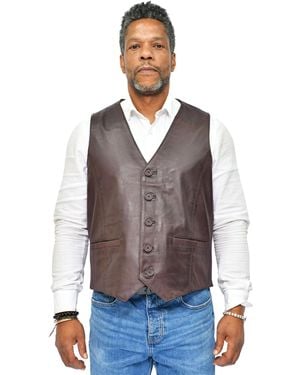 Infinity Leather Classic Waistcoat-Chester - Brown