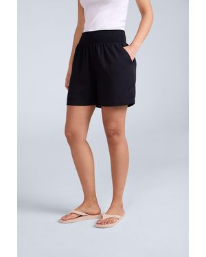 Mountain Warehouse 'Carmen' Beach Shorts With Elasticated Cinched Waist Summer Bottoms Lyocell - Black