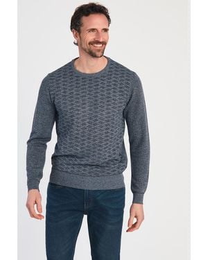 Kensington Eastside Textured Knit Crew Neck Jumper - Blue