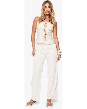 Boohoo Woven Textured Trouser - White