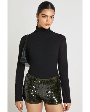 Boohoo Sequin Micro Short - Black