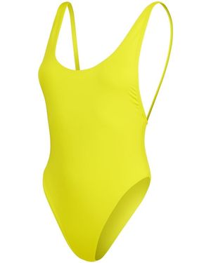 Speedo Solid Patterned Scoop Neck One Piece Swimsuit - Yellow