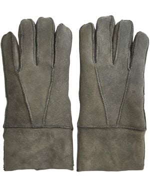 Infinity Leather Sheepskin Suede Gloves With Roll Up/Down Cuff - Green