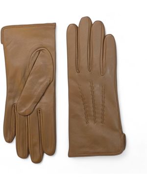Infinity Leather Italian Soft Wool Lining Winter Stitch Line Design Driving Gloves - Brown