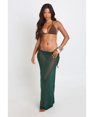 Boohoo Sheer Mesh Maxi Beach Skirt - Green
