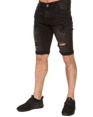 Enzo Ripped Skinny Shorts - Black