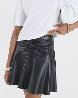 River Island Mini Skirt Faux Leather Ruched - Grey