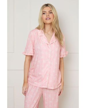 Oasis Bows Short Sleeve Jersey Pyjama Set - Pink