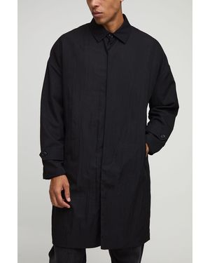 BoohooMAN Oversized Fit Single Breasted Nylon Car Coat - Black