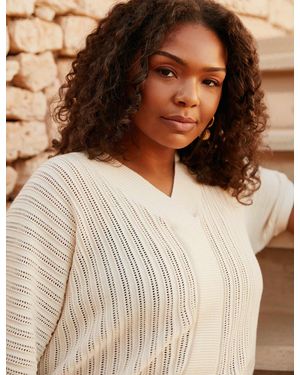 Live Unlimited Stone Open Stitch Knitted Kaftan Jumper - Brown