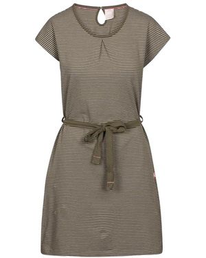 Trespass Ladies Lidia Round Neck Cotton Dress (Herb Stripe) - Grey