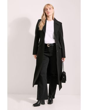 PRINCIPLES Twill Button Up Coat - Black