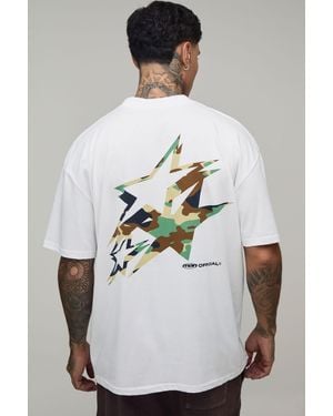 BoohooMAN Tall Oversized Star Camo Print T-Shirt Cotton - White