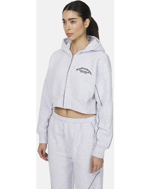 Good For Nothing Cropped Zip Through Hoodie - White