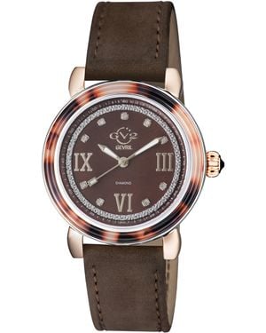 Gv2 Marsala Tortoise Swiss Quartz Mother Of Pearl Dial Two Tone Ss/Ip Rg Bracelet Watch Stainless Steel - Brown